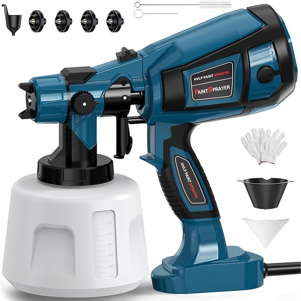 Electric Paint Gun with 4 Nozzle Sizes - Effortless Cleanup & Adjustable Flow