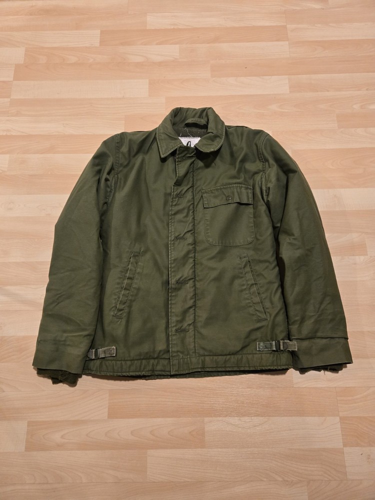 Vintage 70s US Military A-2 Cold Weather Permeable Deck Jacket Small Green
