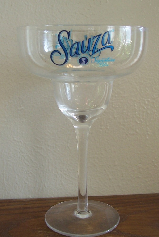 Set of 6 Sauza Signature Blue Margarita Tequila Goblets - 7.5 x 4.75 - Handblown