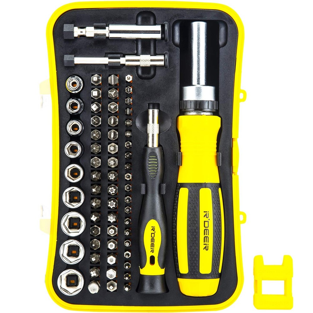 65-in-1 Ratchet Screwdriver Set with Precision Nut Driver & 56 Sockets for DIY & Repair