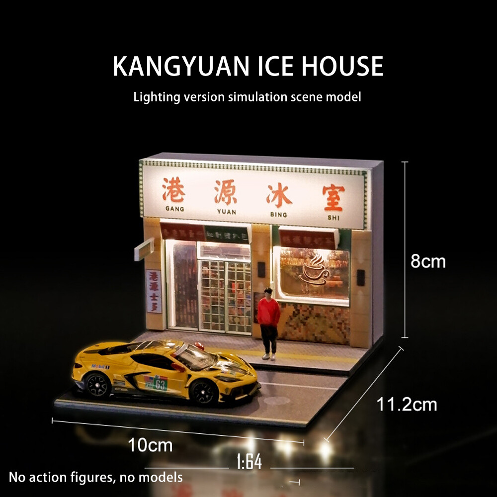 1:64 Diorama City Street Sence City Street Prop Model Toys Display With light