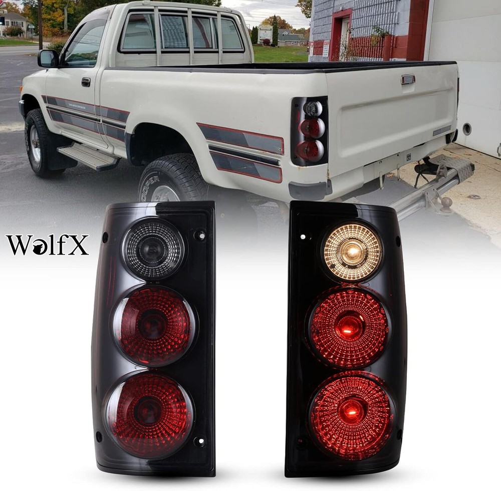 Pair Smoke Tail Lights For 1989-1995 Toyota Pickup Truck Rear Tail Lamps W/Bulbs