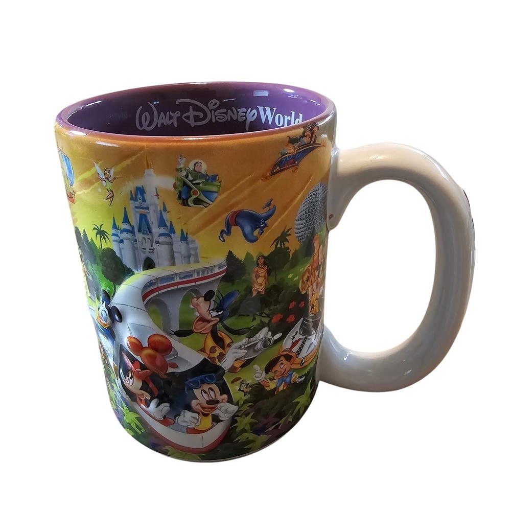Retro Disney World Grandma Mug Purple Ceramic with Mickey Minnie Monorail