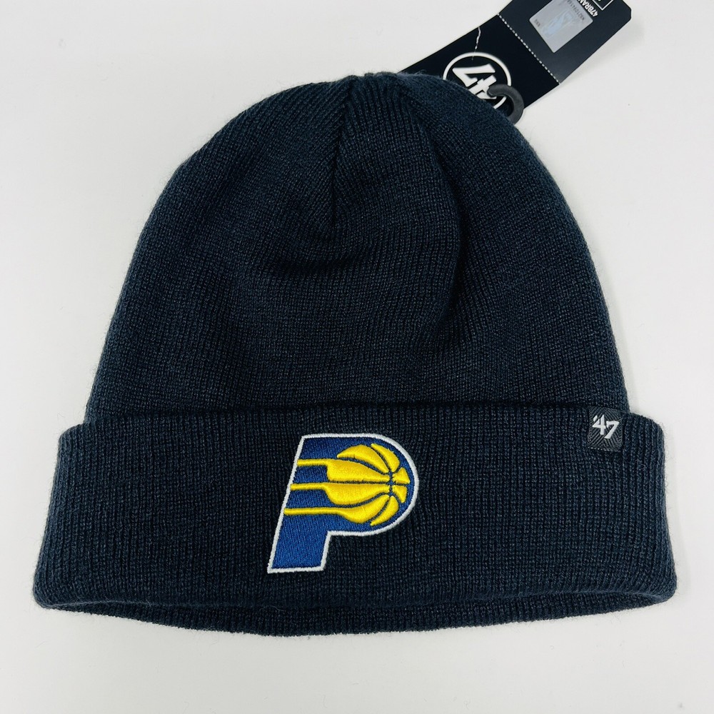 ‘47 Brand NBA Indiana Pacers Cuff Winter Hat Cap Beanie Toboggan Navy Blue NEW