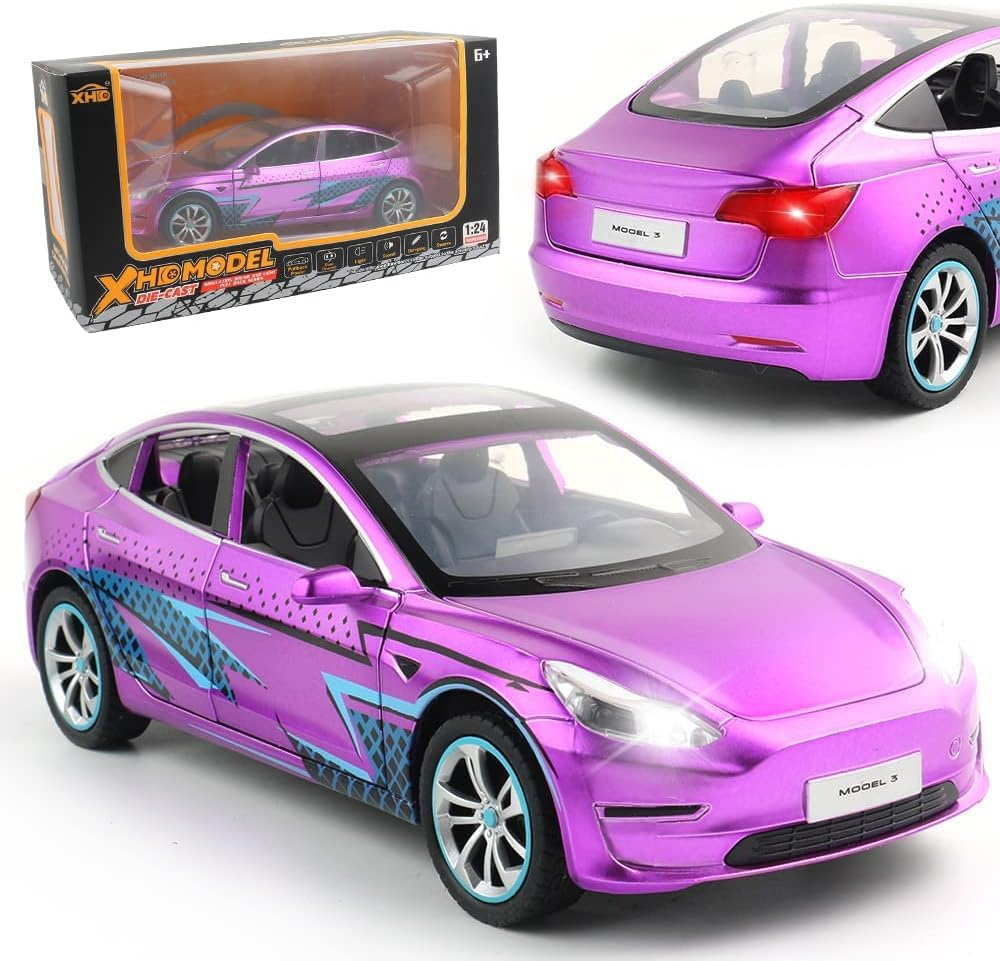 Zinc Alloy Model 3 Car Model,1:24 Scale Simulation Casting Car Model Pull Back D
