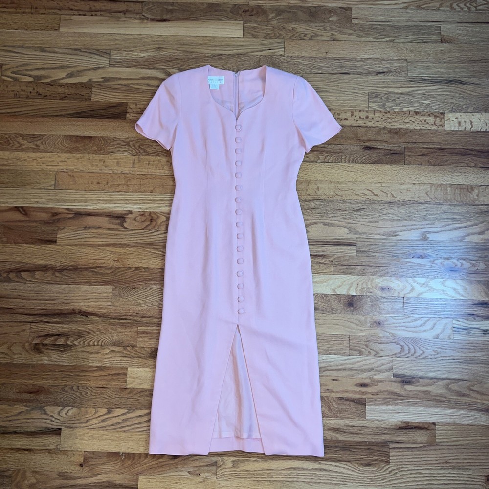 Casual Corner Petite Dress Rose Pink Faux Button Front Long Size 4P