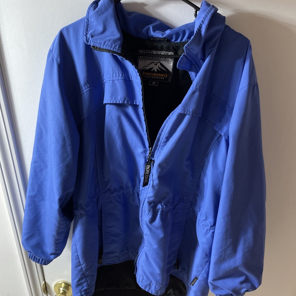 Pacific Trail Jacket Mens Medium Blue Hooded Nylon Full Zip Mesh Lined Coat