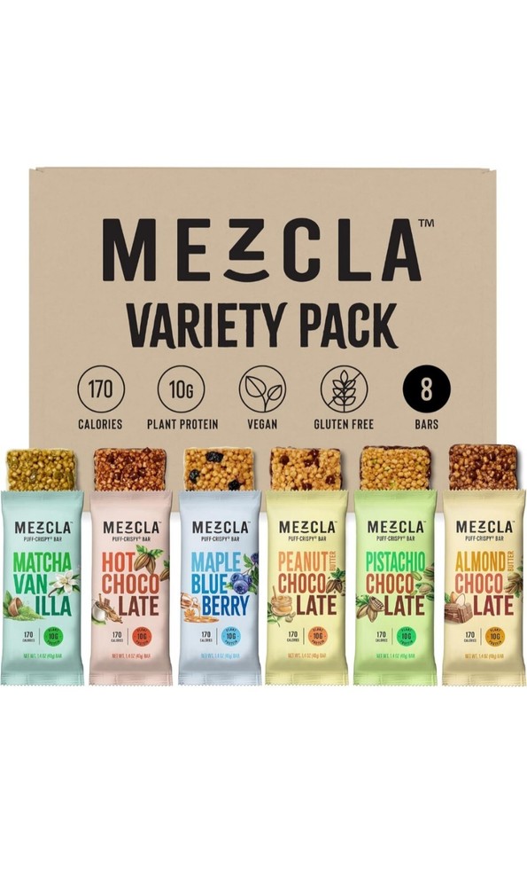 Mezcla Vegan Chocolate High Protein Bars Gluten Free Plant Based Non GMO 8 Bars