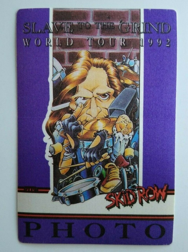 Skid Row Backstage Pass Original 1992 Slave To The Grind Tour Hard Rock Purple