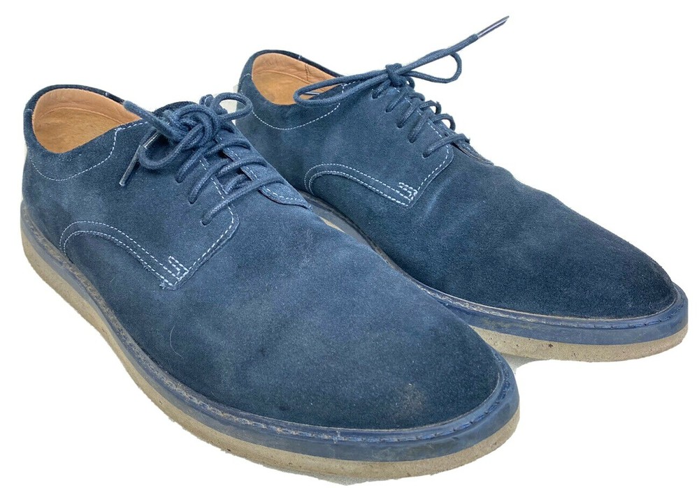 Clarks Mens Navy Blue Suede Lace-Up Shoes Size 9.5 M Office Casual