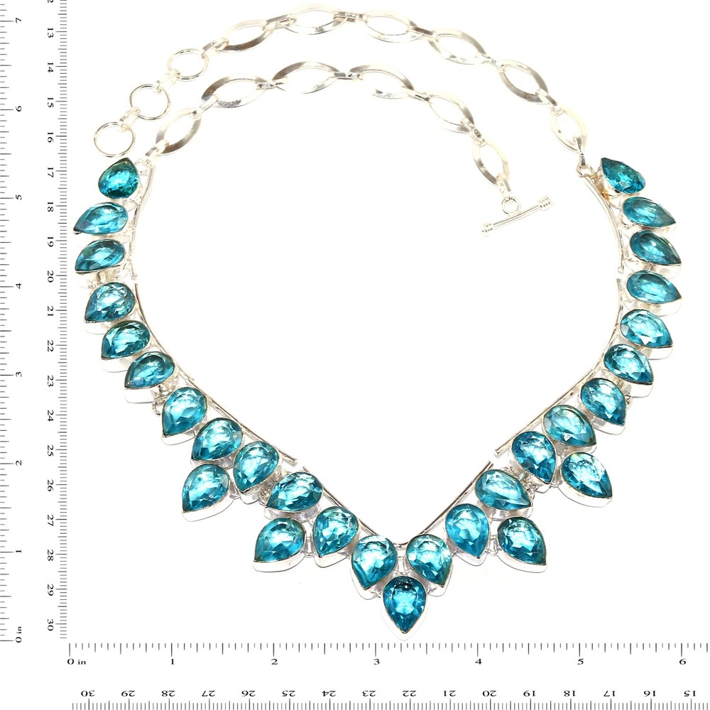 Swiss Blue Quartz Friendship Necklace 16-18 Inches