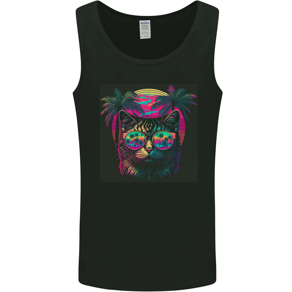 A Cool Retro Cat Mens Vest Tank Top