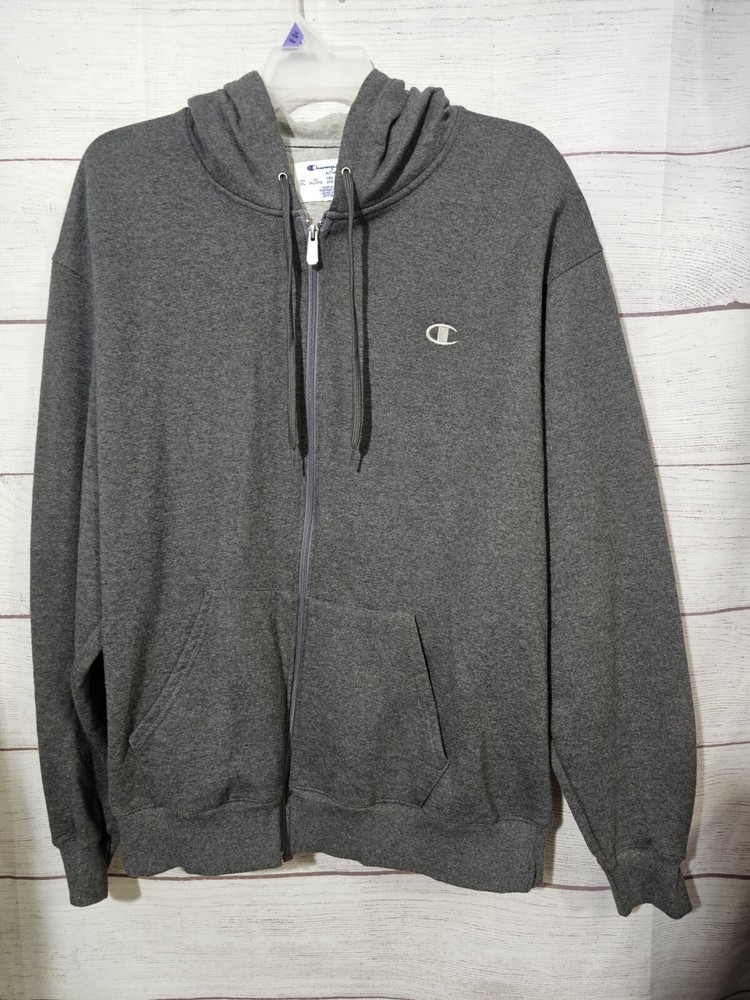 Champion Eco Authentic Men's Fleece Full Zip Hoodie Charcoal Size 2XL Grey