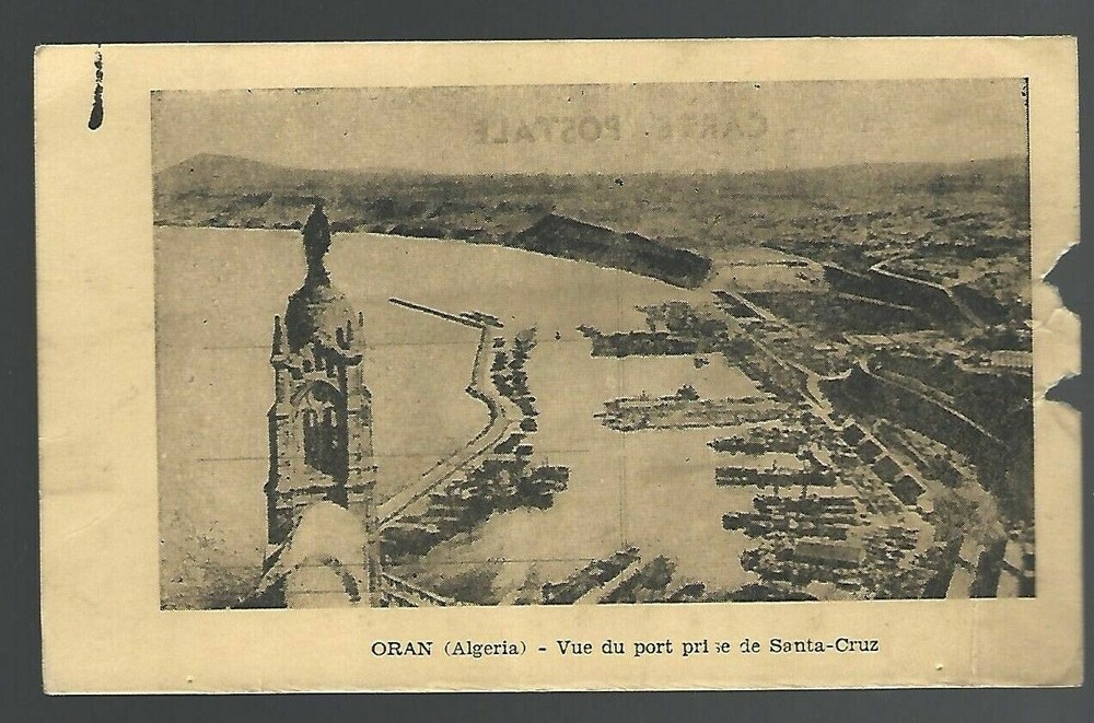 Oran (Algeria) Vue du port pri de Santa Cruz B & W early 1900's Postcard CO8