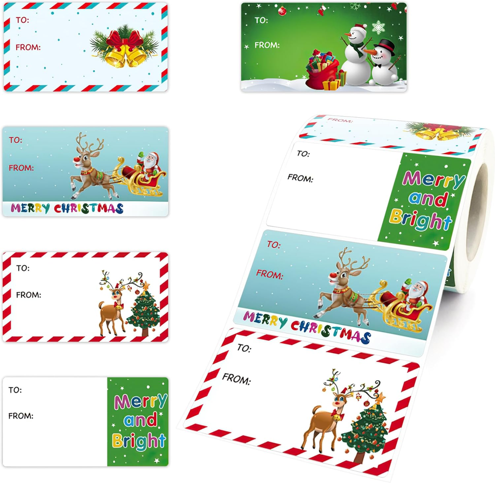 Gift Tags-250 Pcs Christmas Gift Tags Christmas Presents Stickers Self Adhesive