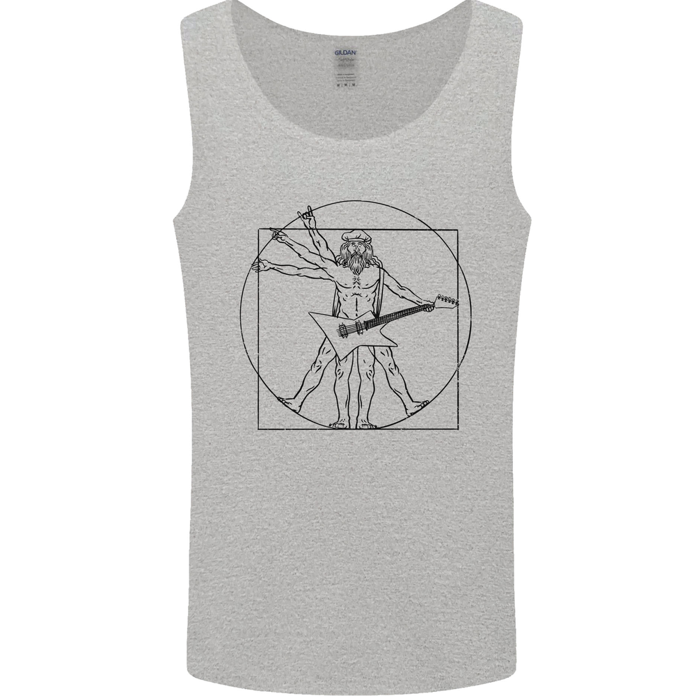 Old Rocker Vitruvian Guitarist Funny Guitar Mens Vest Tank Top