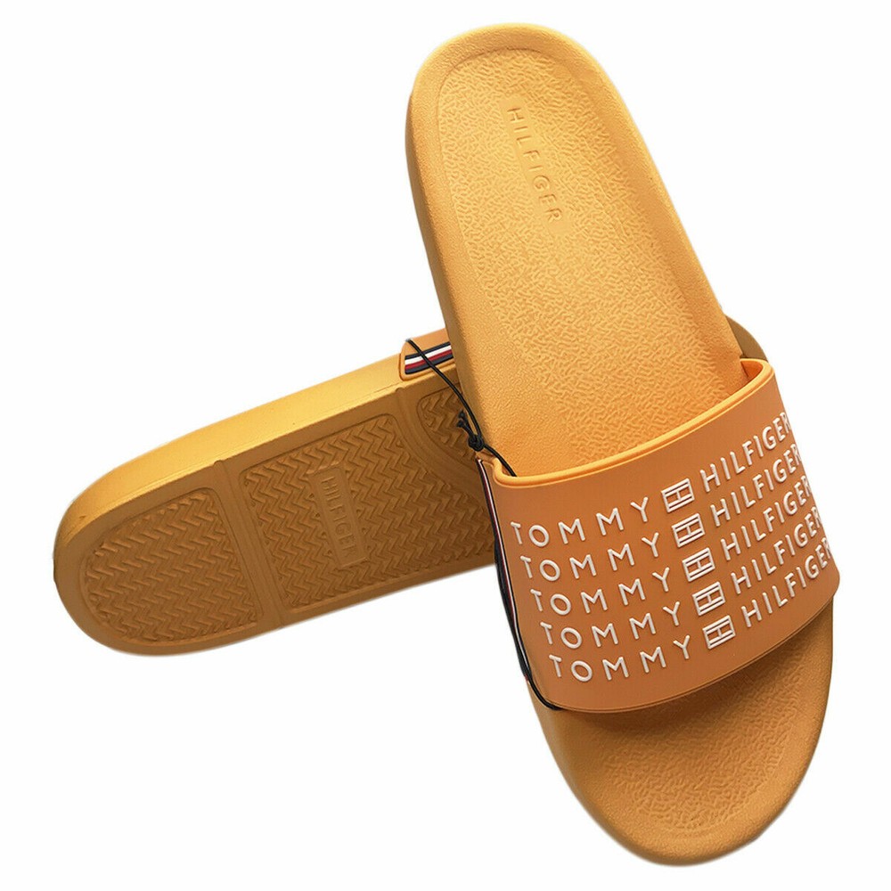 NWT Tommy Hilfiger Men's Orange Slip-On Slides Sandals Size 11