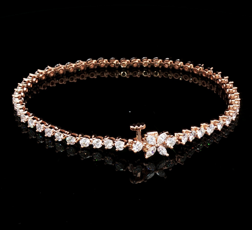 Christmas Sale!!! Round Cut Moissanite Tennis 14k Rose Gold Plated Bracelet-image
