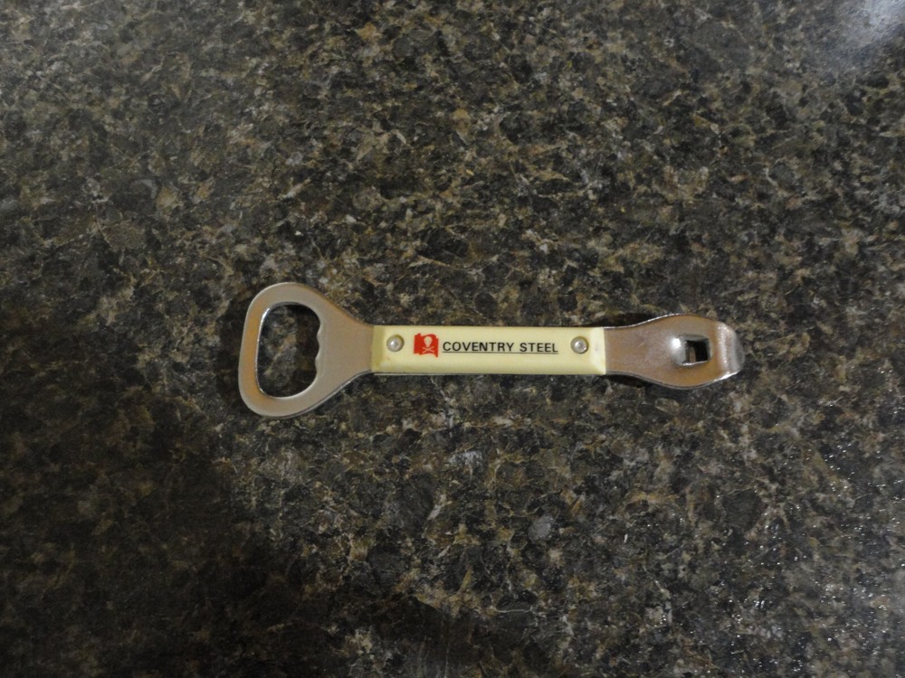 Coventry Steel Can Bottle Opener Advertising Metal Vintage Antique