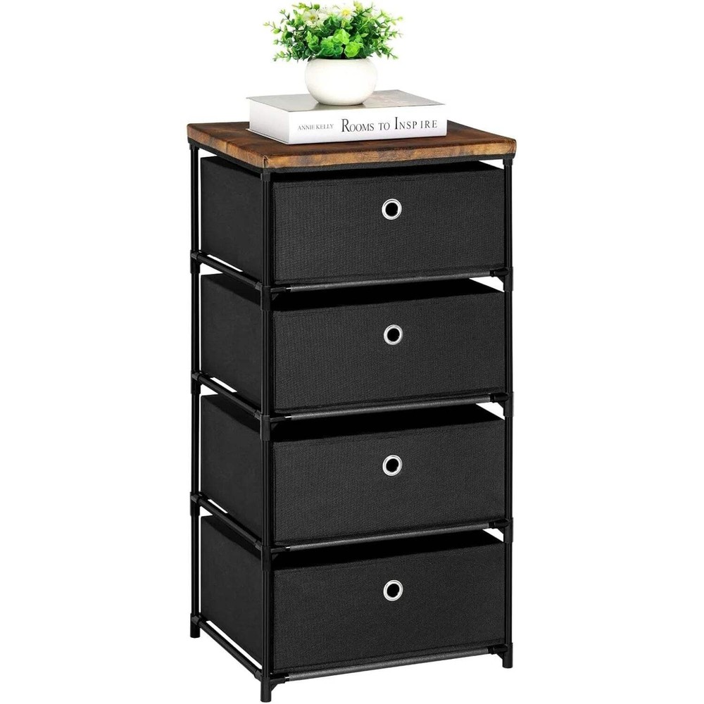 Black 4-Drawer Fabric Dresser for Easy Assembly and Space-Saving Storage