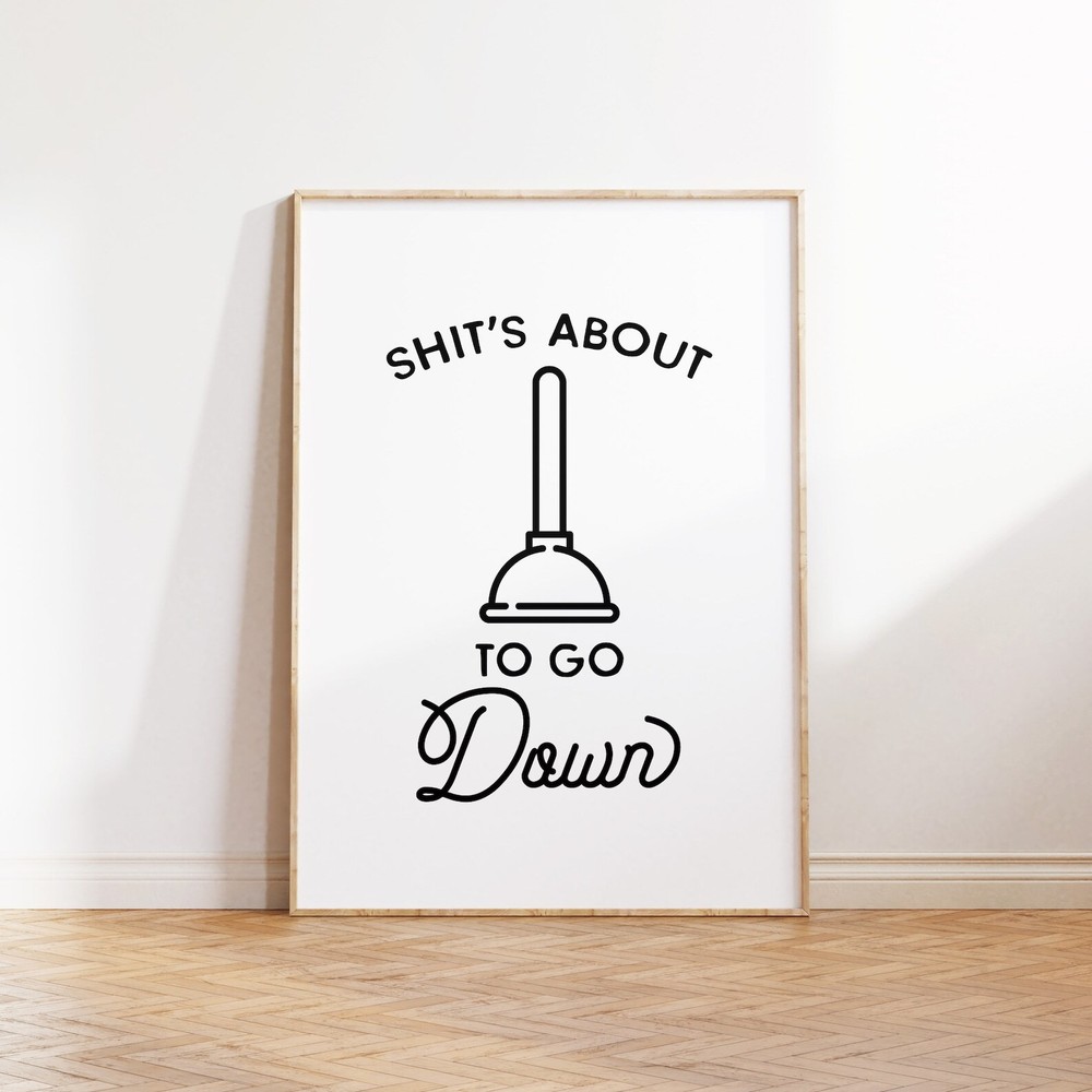 Funny Bathroom Signs Printable Wall Art Quirky Quotes Art For Bathroom Decor