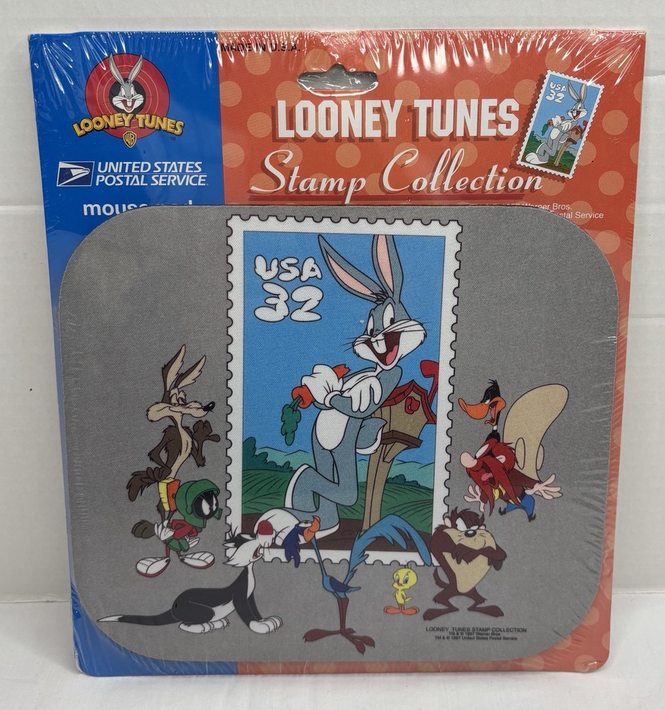 Looney Tunes 1997 Vintage Stamp Collection Mouse Pad Bugs Taz Daffy NEW/Sealed
