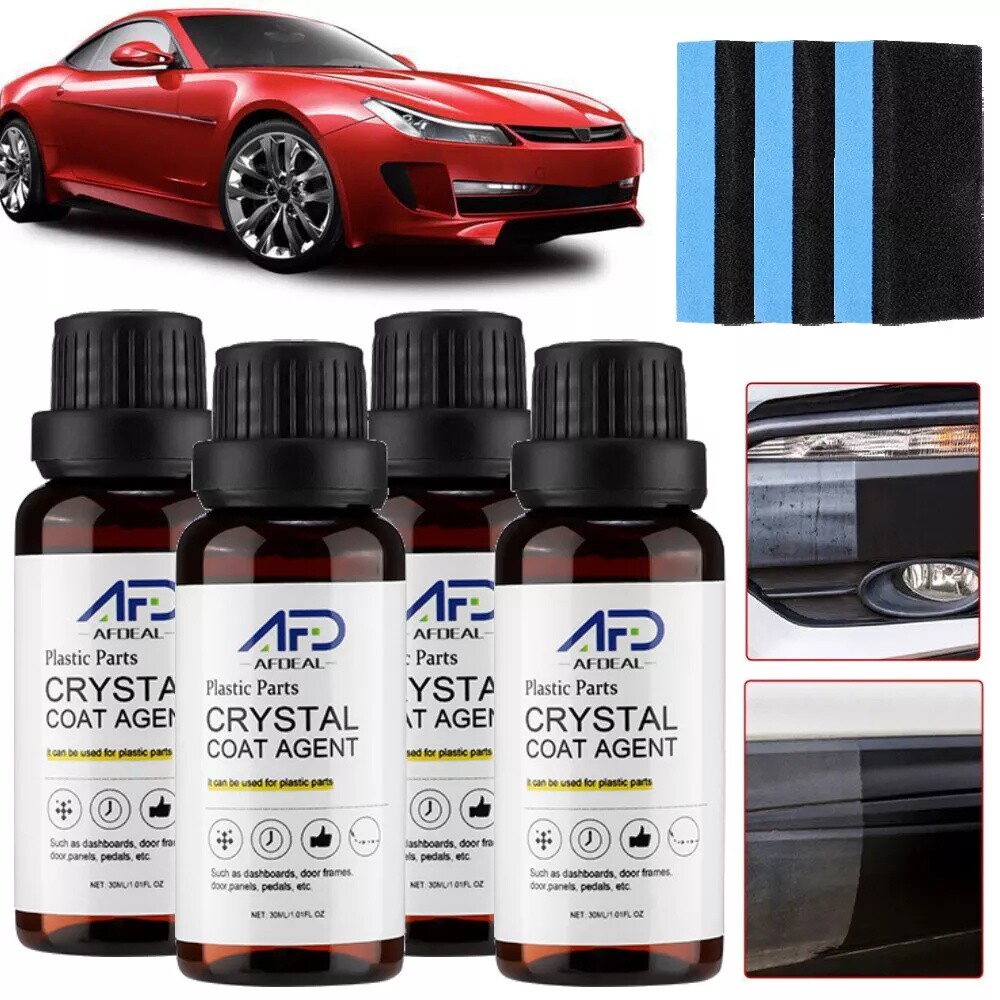 4PCS Plastic Parts Crystal Coating Car Refresher Agent Maintenance + 4PCS Sponge