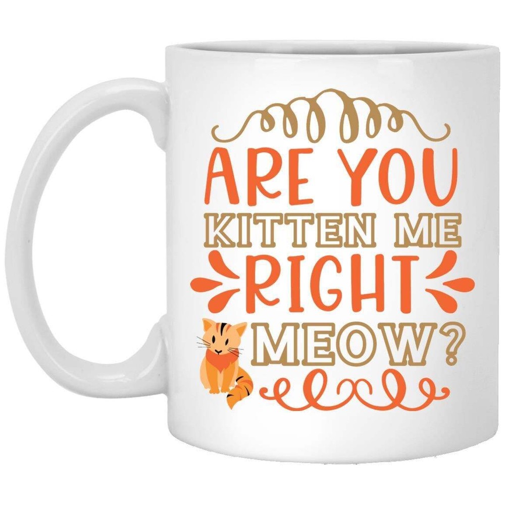 Cat Lover Coffee Mug Are You Kitten Me Right Meow  Coffee Mugs Gift For Cat