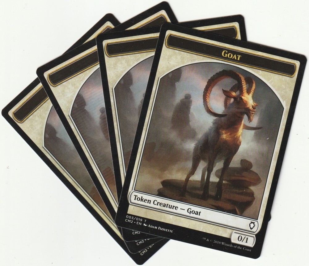 ✪ 4 MAGIC The Gathering GOAT White Creature Tokens MTG PLAYSET CM2/EN 2018