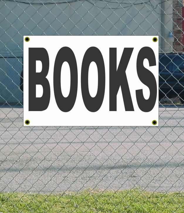 2x3 Feet Black & White Books Banner Sign - New Design, Discounted Size & Price - Perfect for Bookstores, Libraries, and Reading Events!