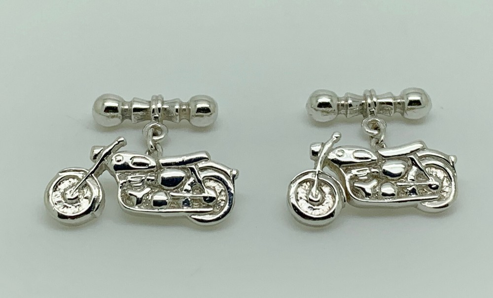 Vintage 1998 Sterling Silver Motorcycle Motorbike Cufflinks