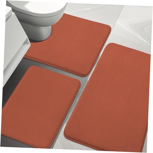 3-Piece Memory Foam Bathroom Rug Set Non-Slip Autumn Glaze Design