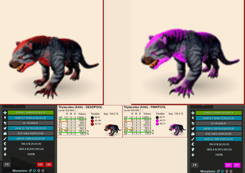 Thylacoleo 1453 DAMAGE %100 imprint Ark Survival Ascended Official PVE