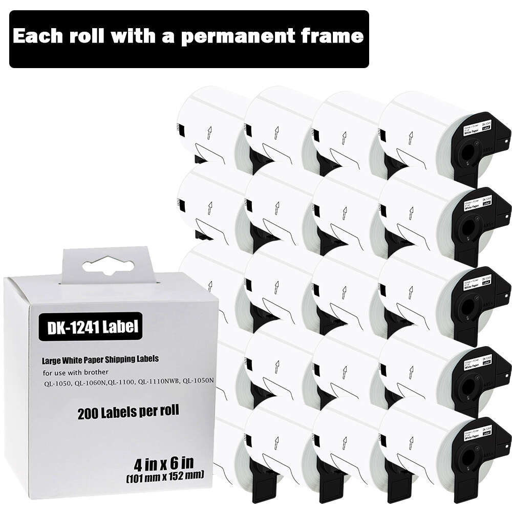 4x6 Direct Thermal Labels 20 Rolls Compatible with Brother QL-1050N DK-1240