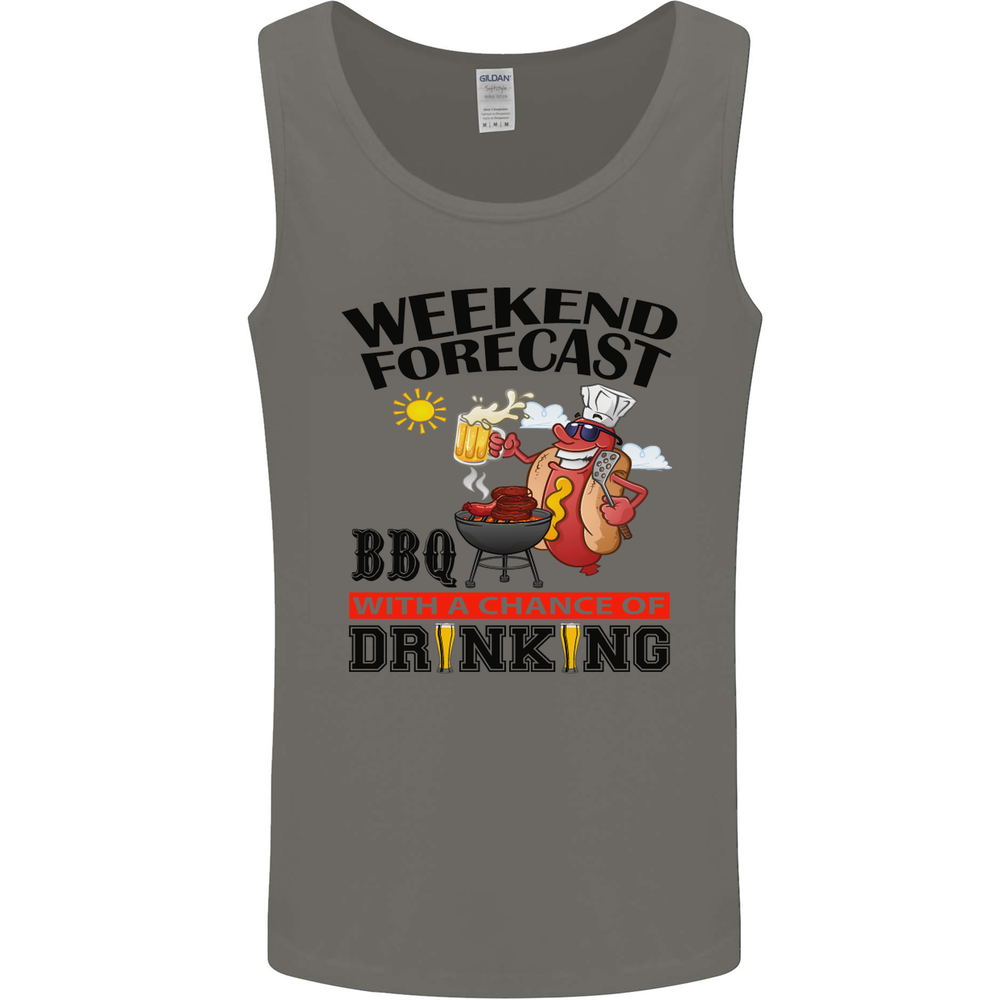 BBQ Weekend Forecast BBQing Alcohol Beer Mens Vest Tank Top