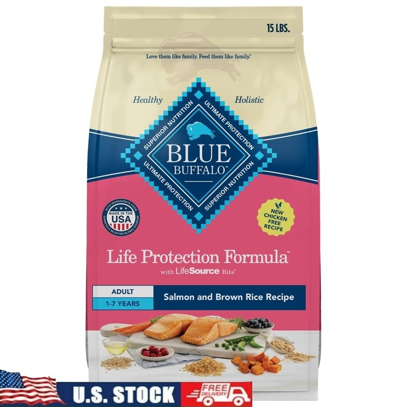 Salmon & Brown Rice Dry Dog Food Adult Formula Chicken Free Kibble 15lbs New