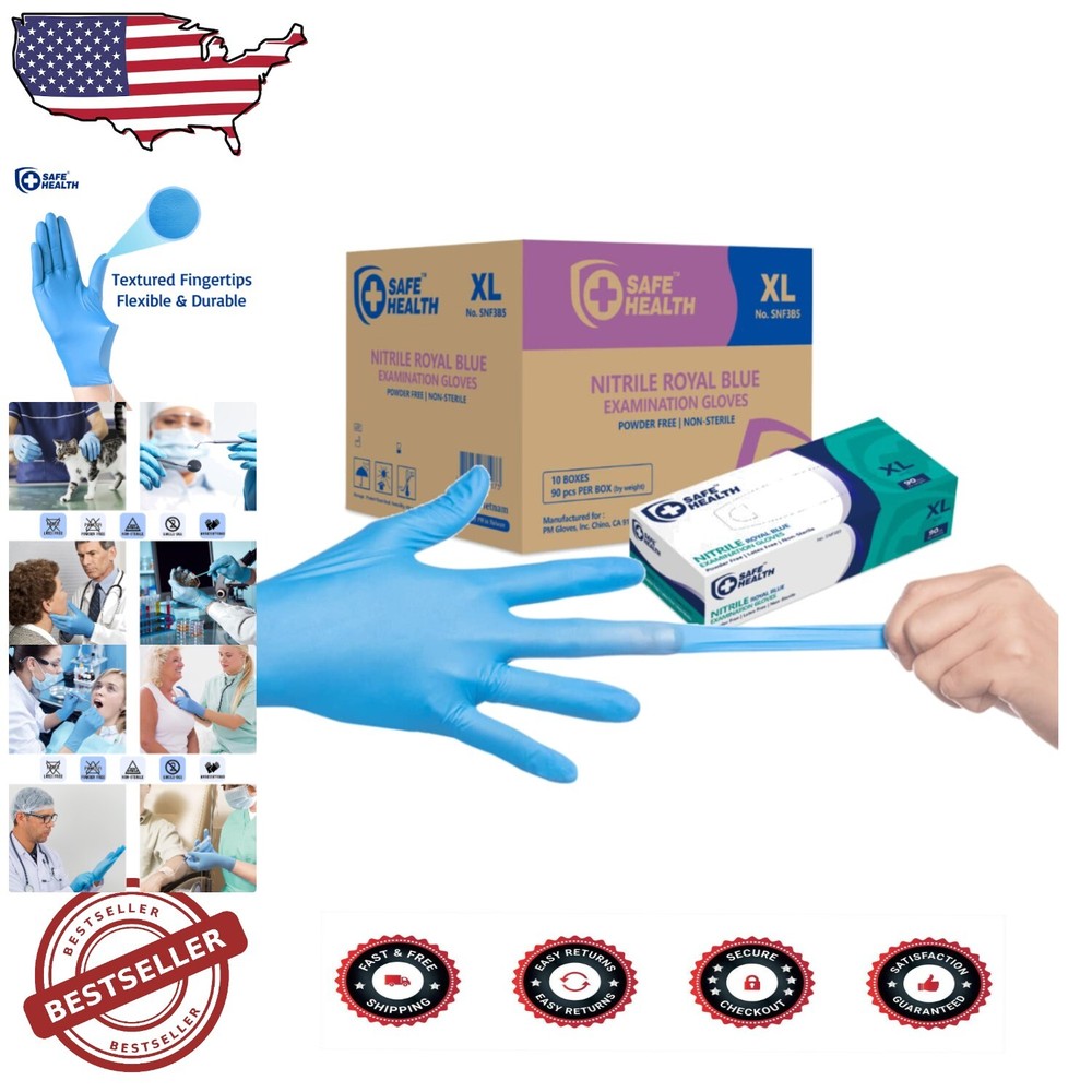 Medical Grade Blue Nitrile Gloves XL 900 Pack Multipurpose Protection