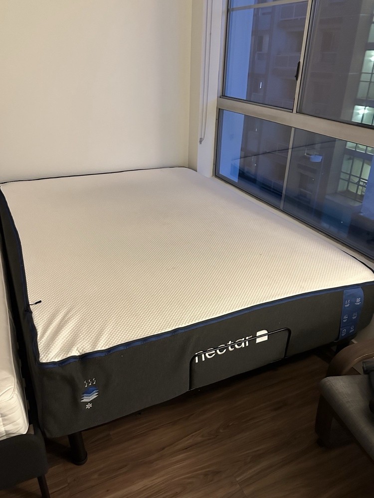 Nectar Electric Black Bed frame with  White Mattress, Queen size