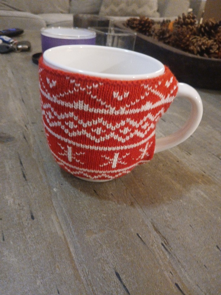 Momentum Brands Ceramic Red And White Christmas Knitted Sweater Coffee Cup Mug