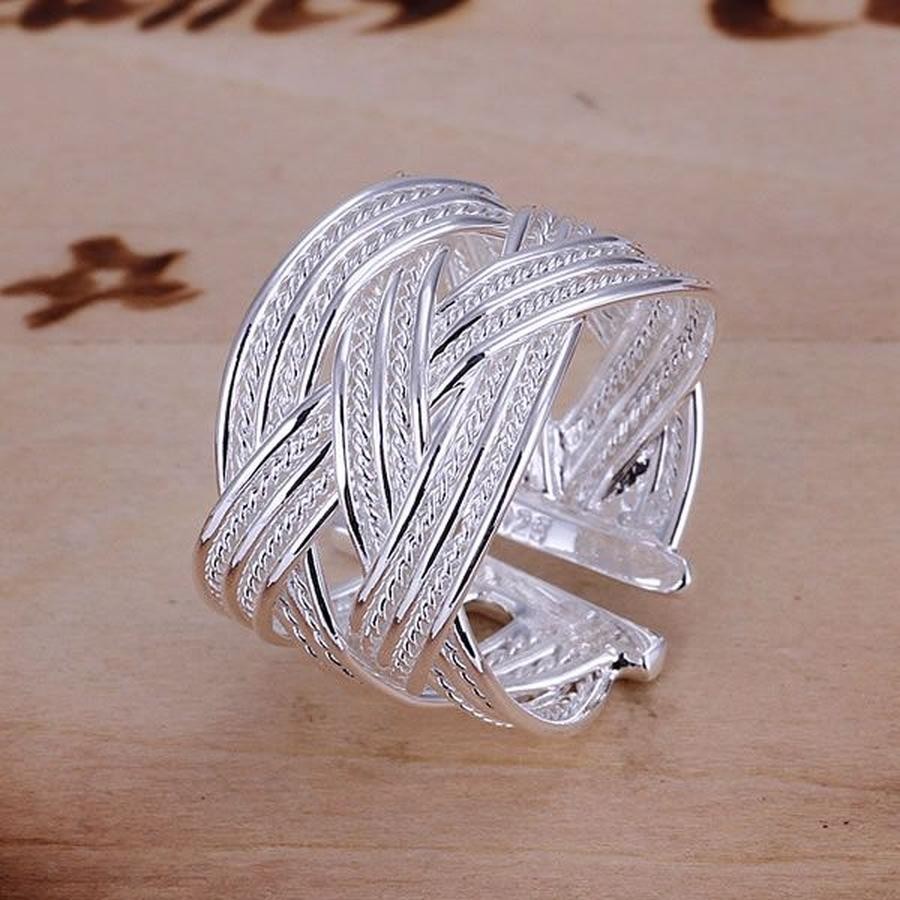 925 Sterling Silver Open Ring Adjustable Bridal Engagement Wedding Jewelry Gift