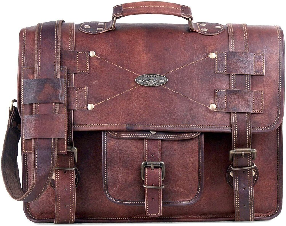 Vintage Handmade Leather Messenger Bag for Men - Laptop Briefcase Satchel  