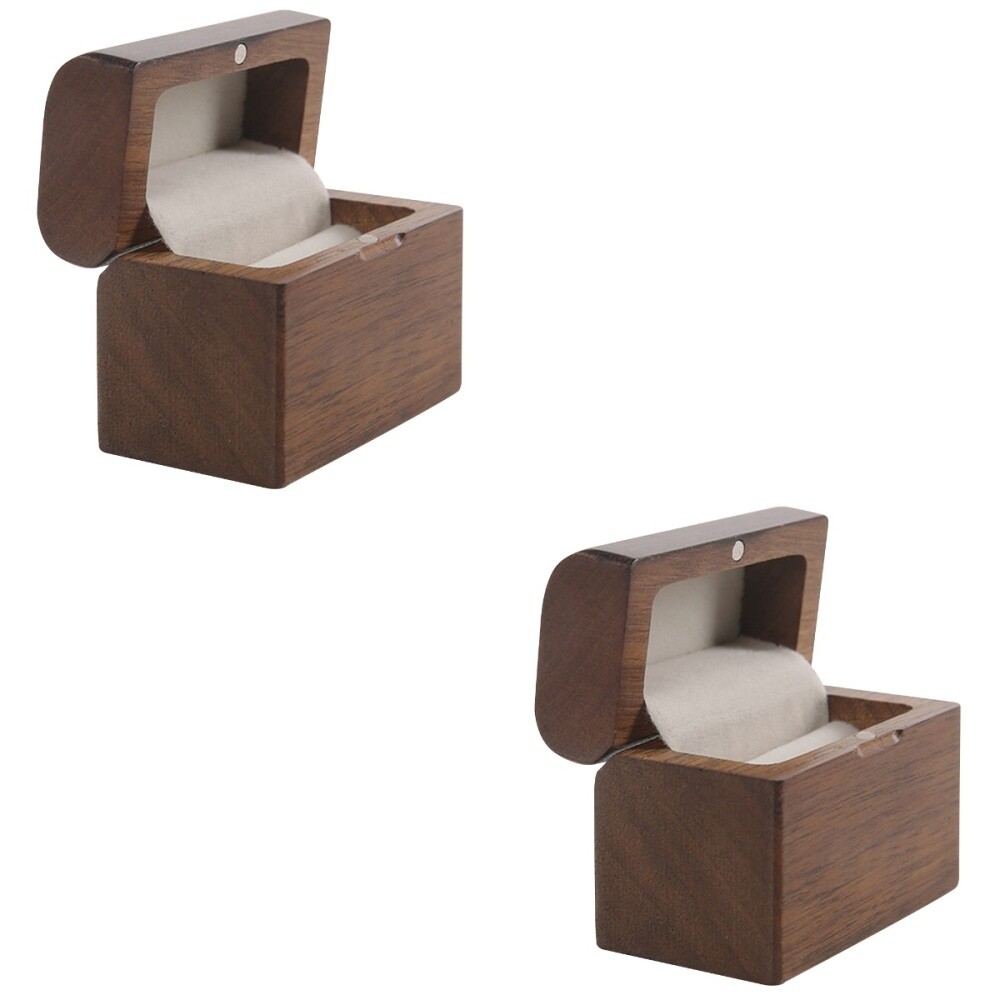 2 PCS Proposal Rings Holder Wooden Jewelry Box Pendant Storage