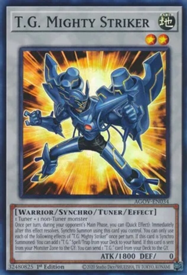 T.G. Mighty Striker AGOV-EN034 Super Rare 1st Ed Near Mint Yugioh Card