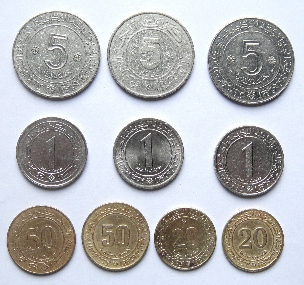 Algeria Coins Lot of 10 Pieces Used