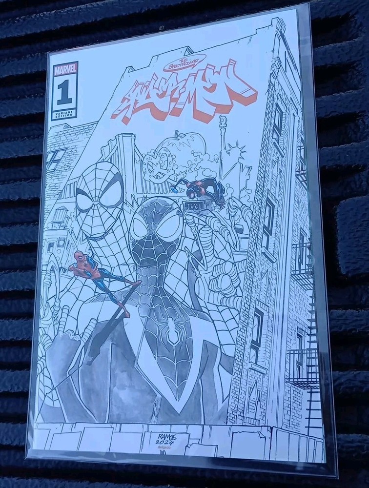Rare 2024 SDCC Trinity Spider-Men #1 Ramos Color Splash Le FOIL COA Comic Book