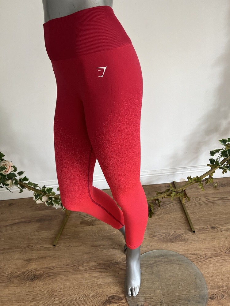 Gymshark Adapt Ombre Seamless Leggings Womens XS High Waist Red Pink NEW