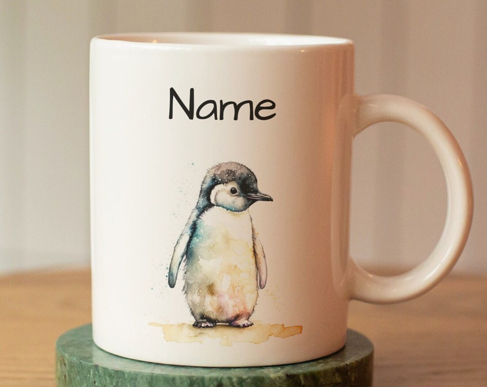 Custom Penguin Mug with Name – Kids' Personalized Cup Gift