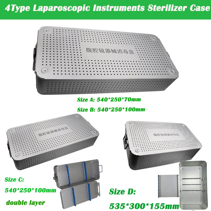 Caja de desinfección de aluminio laparoscópica de 4 tamaños Estuche de esterilización Bandeja de esterilización