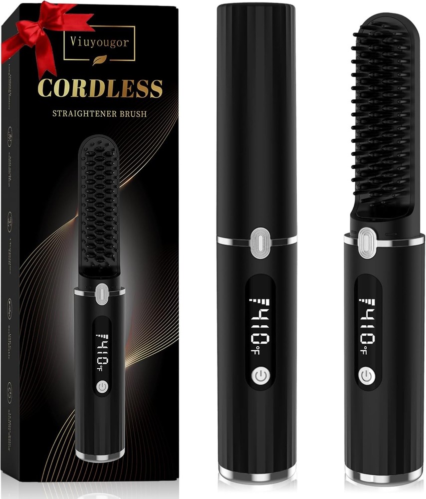 Beard Straightener for Men, Cordless Portable Heated Beard Straightening Comb...