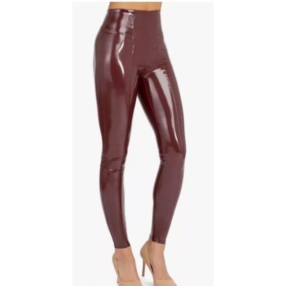 Spanx Petite Faux Leather Leggings - Maroon/Burgundy XL - New with Tags